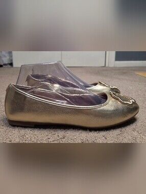 Sam & Libby Metallic Gold Ballet Flats with Decorative Applique